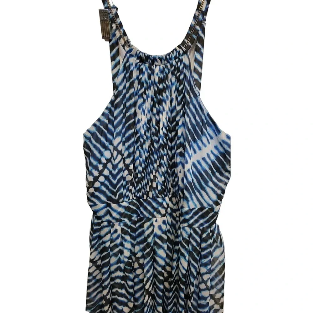 CALVIN Klein Women's Blue White Black Tank Flowy Petite Dress Size 8P - Picture 2 of 6